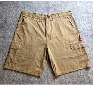 NWT Wrangler Premium Cargo Shorts Mens 44 Relaxed Fit Utility‎ Beige Cotton